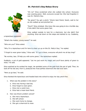 St. Patrick's Day Rebus Story