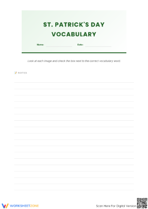 St. Patrick's Day Vocabulary Worksheet | Printable Grade 5