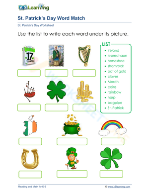 St. Patrick’s Day Word Match