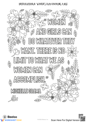 Women's Day Quote Coloring Page | Printable Grade 3