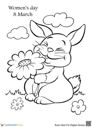 Happy rabbit in women's day