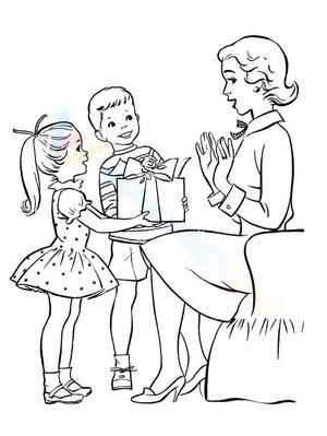 Children congratulate mom on March 8