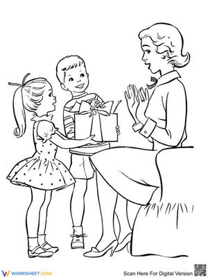 Children congratulate mom on March 8