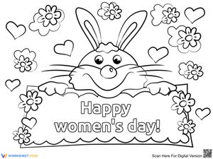 Printable Women's Day Bunny Coloring Page | Grade 1-5
