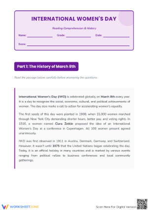 Essential International Women's Day Worksheet | Grade 3-6