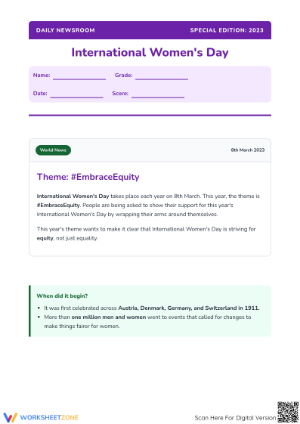 Printable International Women's Day 2023 | Grade 4 ELA