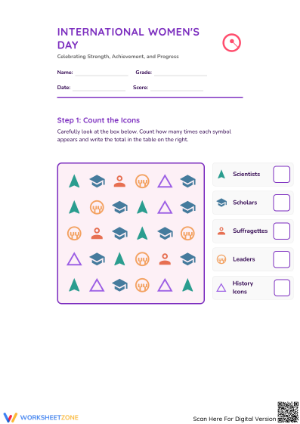 Printable International Women's Day Count & Graph Math