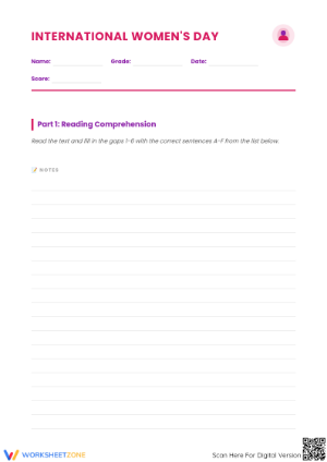 International Women's Day Worksheet | Grade 6 Essential