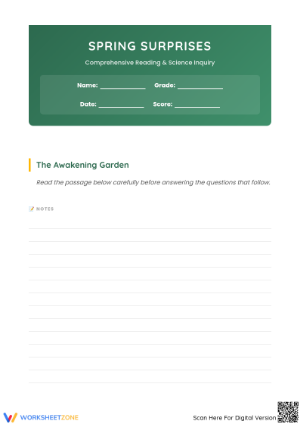 Essential Spring Reading & Science Worksheet | Grade 4