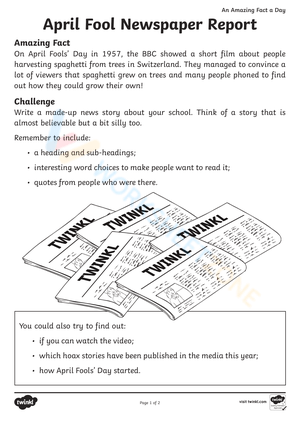 April Fools' Day Newspaper Report
