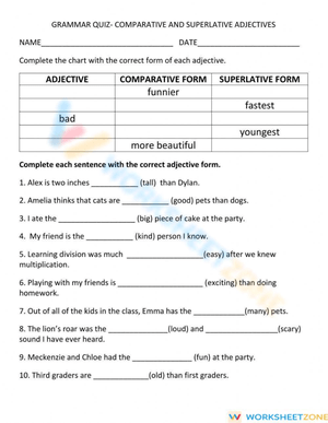 COMPARATIVE AND SUPERLATIVE ADJECTIVES QUIZ 