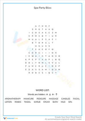 Spa Party Bliss: Relaxing Activity Sheet