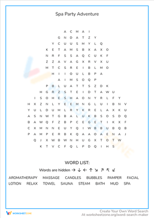 Spa Party Adventure: Activity Sheet Fun