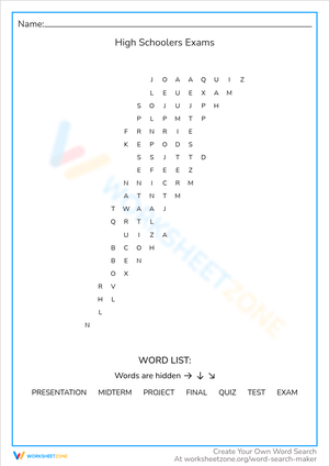 High School Exams: Preparation Worksheet