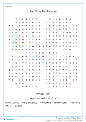 High Schoolers Holidays