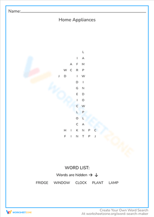 Identify Home Appliances: Worksheet for Students
