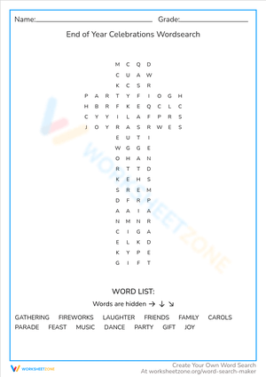 Word Search: End of Year Fun