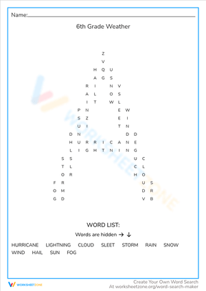 Weather Vocabulary: 6th Grade Learning Worksheet