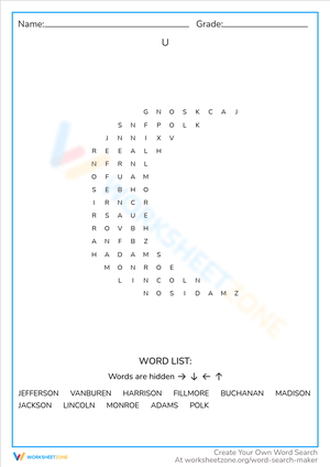 Letter 'U' Vocabulary Worksheet for Kids