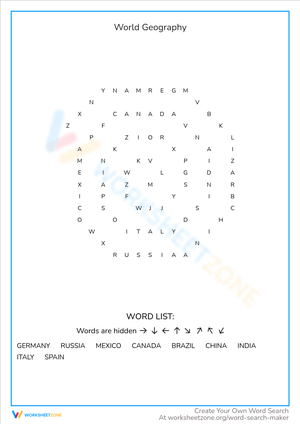 World Geography: Learn about Countries Worksheet