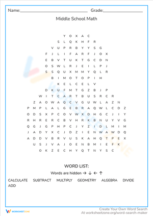 Middle School Math Skills Practice Worksheet