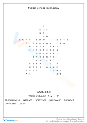 Middle School Technology: Tech Concepts Worksheet