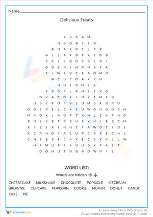 Delicious Treats: Vocabulary Worksheet