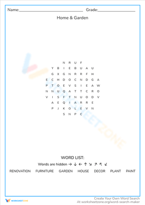 Home Garden Exploration: Gardening Worksheet
