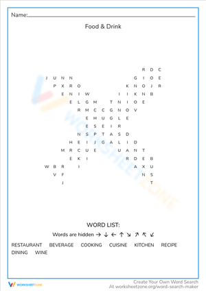 Culinary Exploration: Food Drink Worksheet