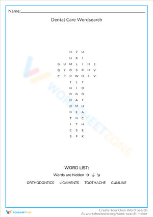 Dental Care Word Search: A Fun Learning Tool