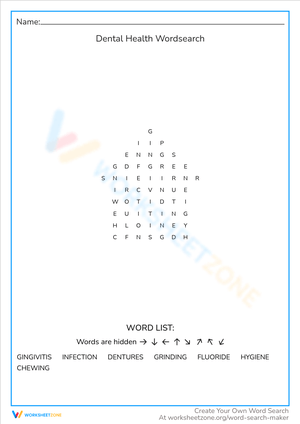 Dental Health Word Search: Fun Educational Game