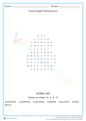Oral Health Word Search: An Engaging Activity