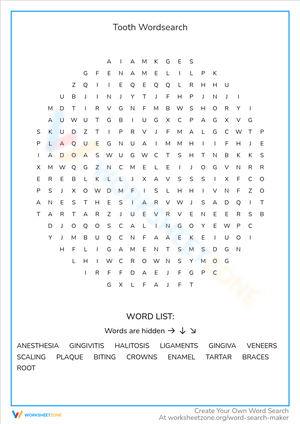 Tooth Word Search: A Fun and Educational Game