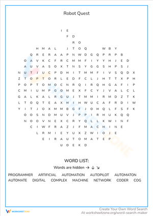 Embark on a Robot Quest Worksheet