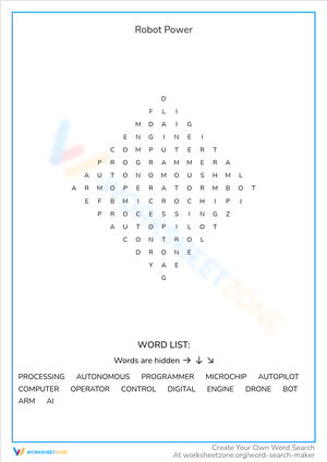 Robot Power Word Search Challenge