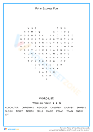 Polar Express Fun Activity Sheet