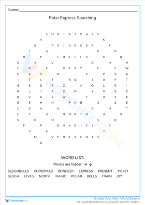 Polar Express Searching Word Puzzle