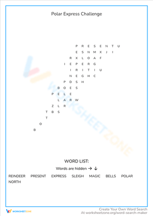 Polar Express Challenge Word Search