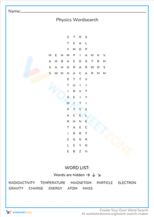 Physics Word Search Puzzle