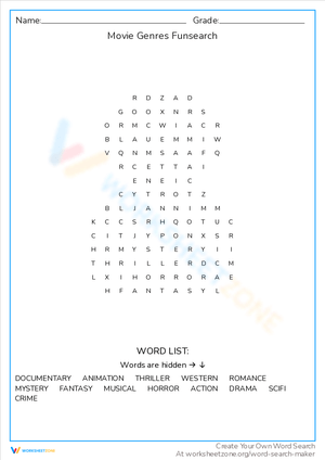 Movie Genres Fun Search: A Word Game Adventure
