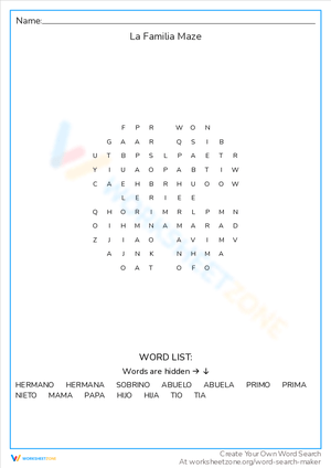 La Familia Maze Worksheet