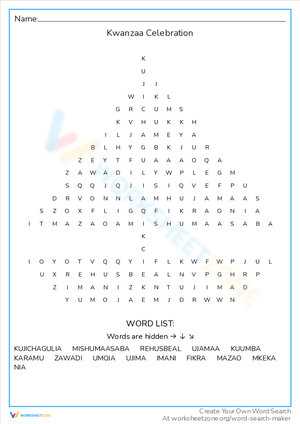 Kwanzaa Celebration Activity Worksheet