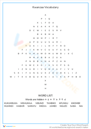 Kwanzaa Vocabulary Worksheet