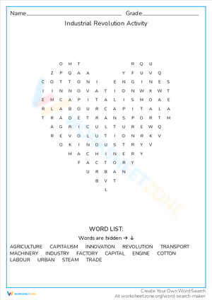 Industrial Revolution Activity Worksheet
