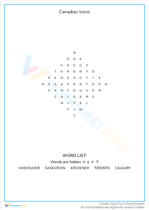 Canadian Icons Activity Worksheet