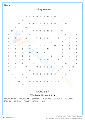 Hockey Arenas Worksheet