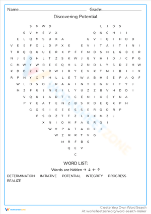 Discovering Potential Worksheet