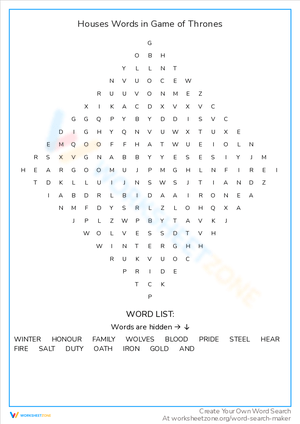 Match Houses and Words in Game of Thrones