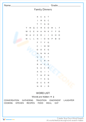 Family Dinners: Spot the Foods