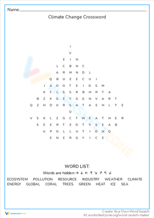 Climate Change Crossword: Learn Terms